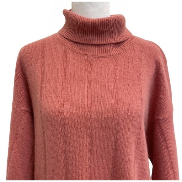 Montrer Italian Wool Angora Dusty Pink Knit Pullover Turtleneck Sweater - Picture 2 of 14